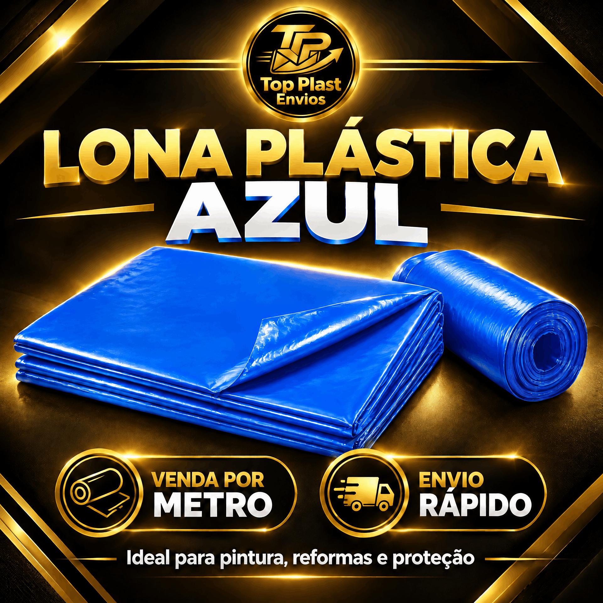 Lona plástica azul multiuso vendida por metro