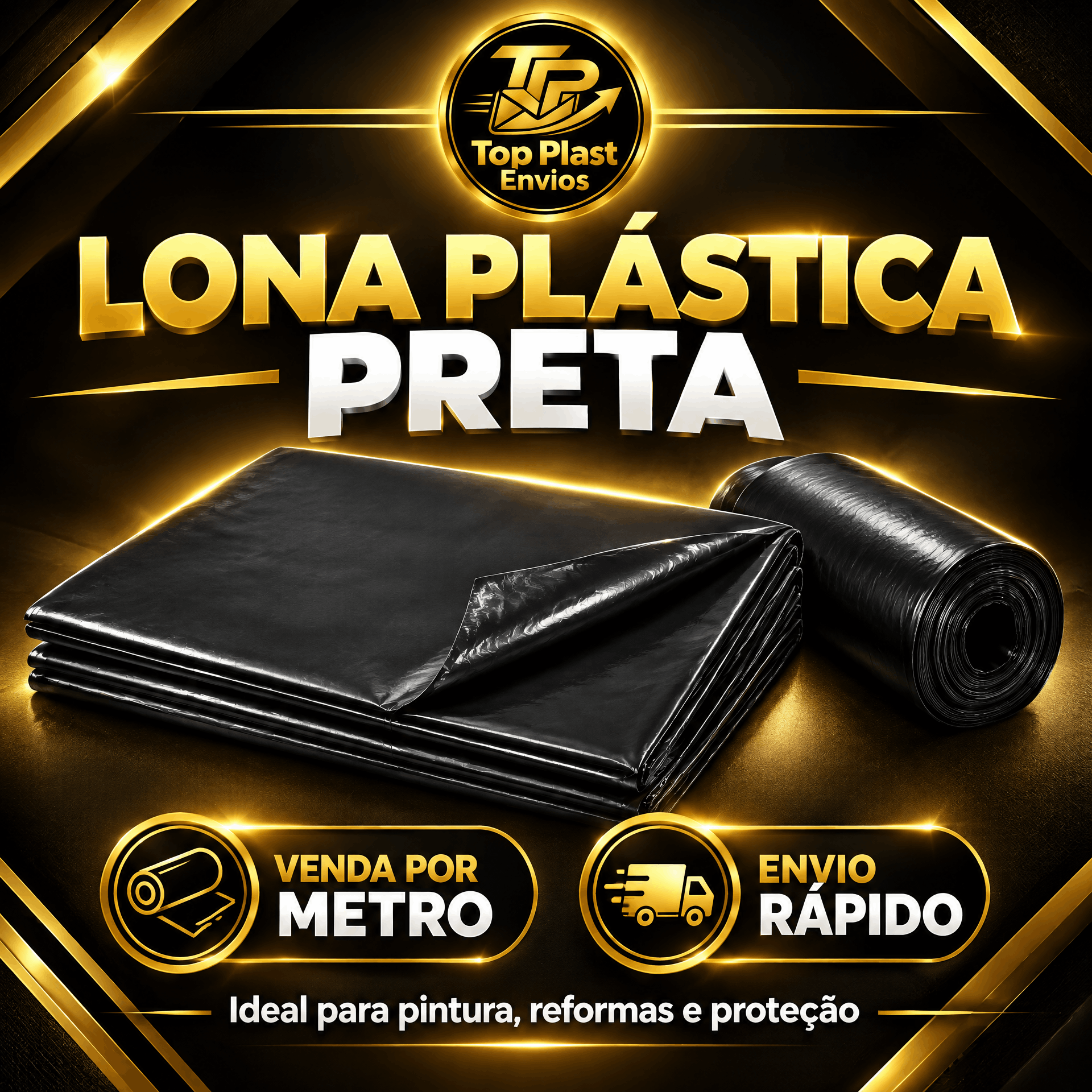 Lona plástica preta de baixa densidade